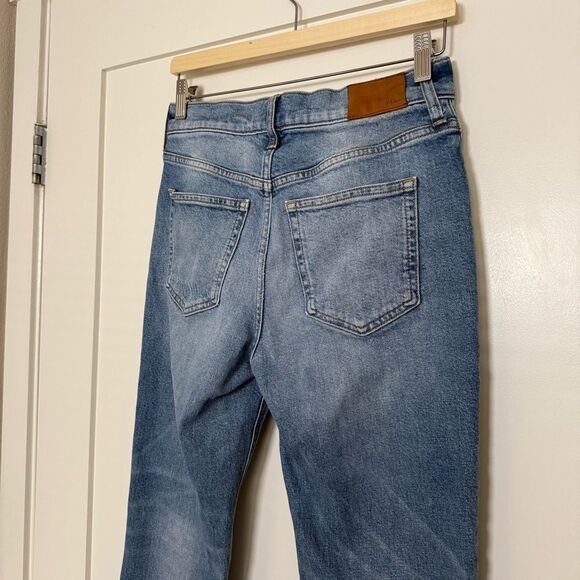 J Crew Classic Straight Jeans Womens Sz 26 Blue Distressed Denim Stretch Retro - Picture 5 of 14